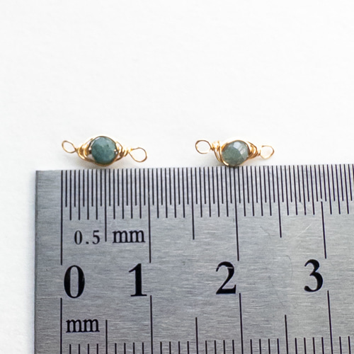 4個＊ 天然石 パーツ インディゴライト トルマリン ワイヤーラッピング