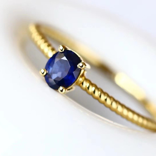 K18天然サファイアリング