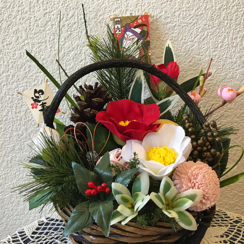 和のお正月 2026年》 迎春華飾り 紅白椿のお正月盛花＊迎春アレンジ
