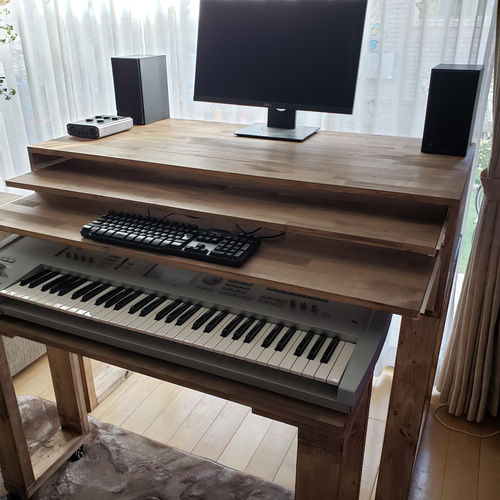 DTMデスク 140✕60 2段テーブル シンセサイザー DAW ダイニング