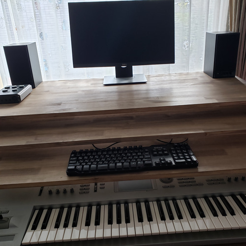 DTMデスク 140✕60 2段テーブル シンセサイザー DAW ダイニング