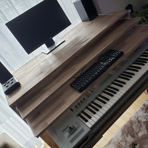 DTMデスク 140✕60 2段テーブル シンセサイザー DAW ダイニング
