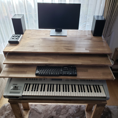 DTMデスク 140✕60 2段テーブル シンセサイザー DAW ダイニング