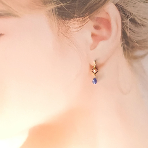 14kgf タンザナイトとハーキマーのピアス 14kgf タンザナイトと