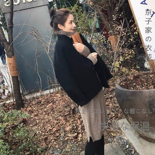韓国系東大門ハイエンド両面カシミヤコート女性用ショート丈韓国版2024