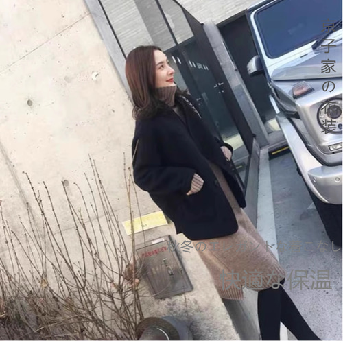 韓国系東大門ハイエンド両面カシミヤコート女性用ショート丈韓国版2024