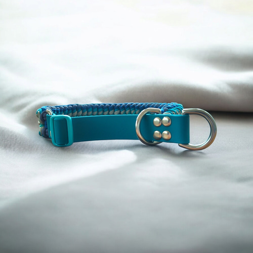 オーダー制作】パラコード首輪 ターコイズブレスレッドデザイン 35cm