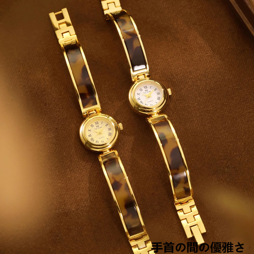 フレンチ上品タートル琥珀レトロブレスレットチェーン時計レディース