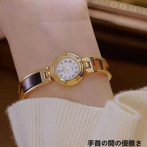 【ジャンク】エナメル 時計 金色 ブレスレット 時計バンド チェーンブレスレット ステンレス メタルバンド