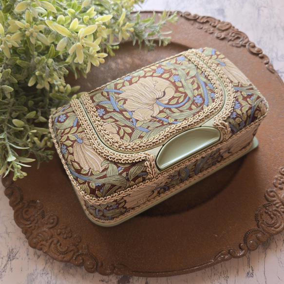 ウィリアムモリスピンパーネルティシュケース 携帯用boxティッシュ