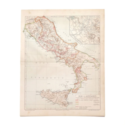 イタリア製 古地図 オールドマップ ガラス 額絵 アンティーク ローマ&古代イタリア アンティークマップ 古地図 ヴィンテージ