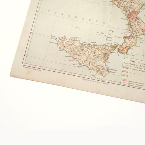 ローマ&古代イタリア アンティークマップ 古地図 ヴィンテージペーパー