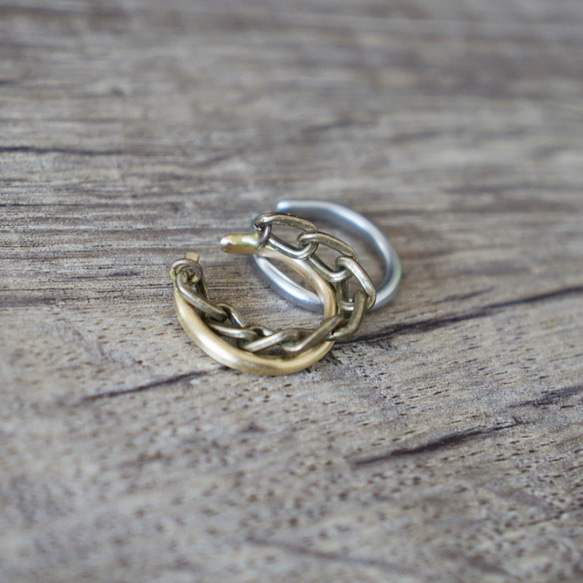 “basic+”耳環套裝，配黃銅和不銹鋼鏈 第2張的照片