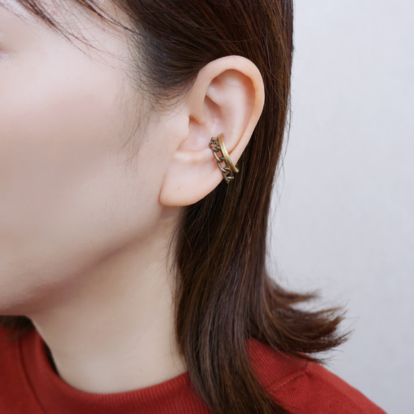 “basic+”耳環套裝，配黃銅和不銹鋼鏈 第5張的照片