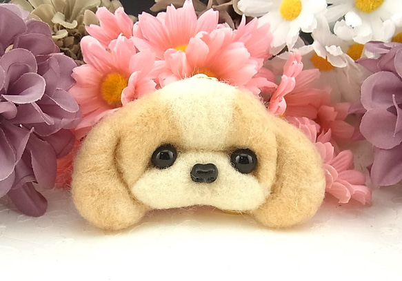 バックチャーム 羊毛フェルト シーズー キーホルダー ベージュ  