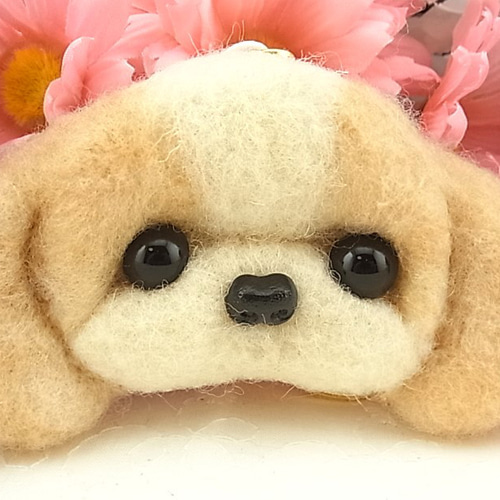 バックチャーム 羊毛フェルト シーズー キーホルダー ベージュ  