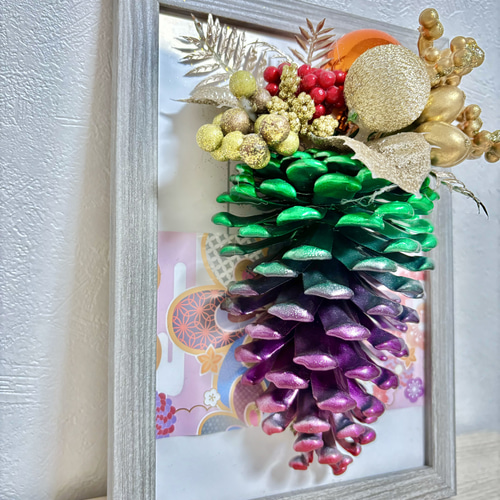 KsON010 大王松ぼっくりクリスマス壁掛けタイプオーナメント (レッド