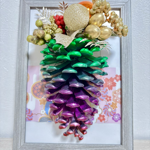 KsON010 大王松ぼっくりクリスマス壁掛けタイプオーナメント (レッド