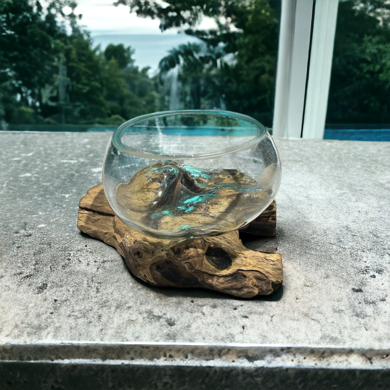バリ島インテリア雑貨✨ wood glass wide L 流木インテリア　流木オブジェ　流木アート　木製インテリア