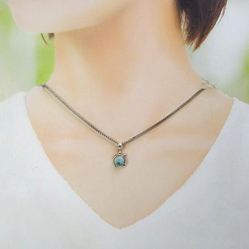 サンプル品！亀さんデザインのターコイズ（トルコ石）のシルバー925製