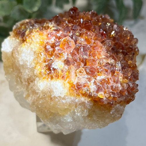 コニャックカラー✴︎ シトリンクォーツ 原石 クラスター 台座付き