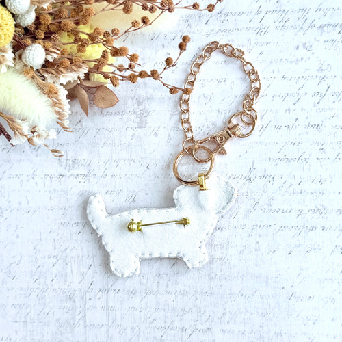 2way】ビーズ刺繍のうちの子ブローチ、バッグチャーム・ミニチュア