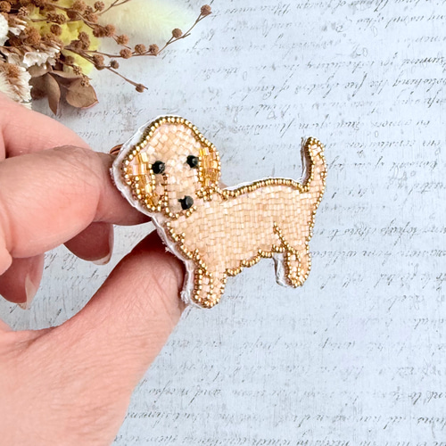 2way】ビーズ刺繍のうちの子ブローチ、バッグチャーム・ミニチュア
