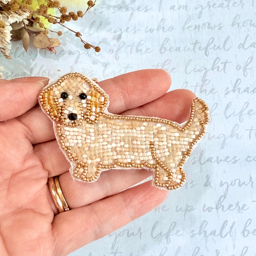 2way】ビーズ刺繍のうちの子ブローチ、バッグチャーム・ミニチュア