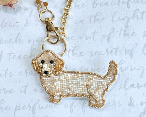 2way】ビーズ刺繍のうちの子ブローチ、バッグチャーム・ミニチュア