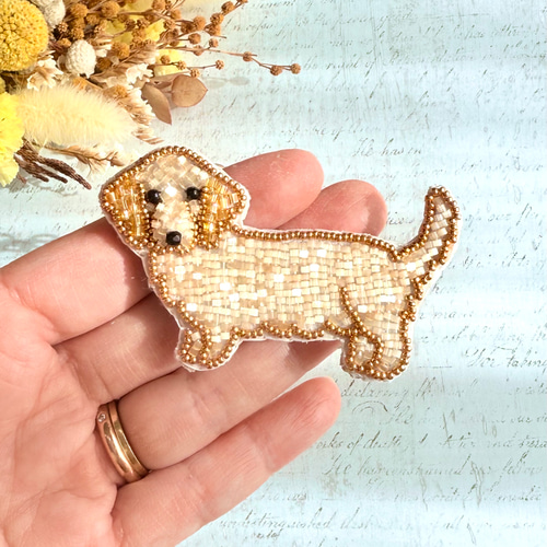 2way】ビーズ刺繍のうちの子ブローチ、バッグチャーム・ミニチュア