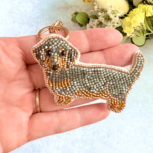 【オオルリ】　ビーズ刺繍ブローチバッグチャーム オオルリ】ビーズ刺繍ブローチバッグチャーム - アクセサリー