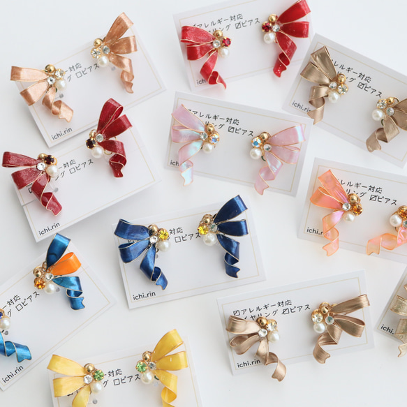 <カラーが選べる>おりぼんピアス/イヤリング 4枚目の画像