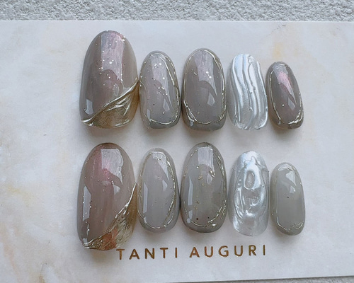 Dream メタリックグレー ネイルチップセット c43c4502658fba67ef61fc4b2e92b2