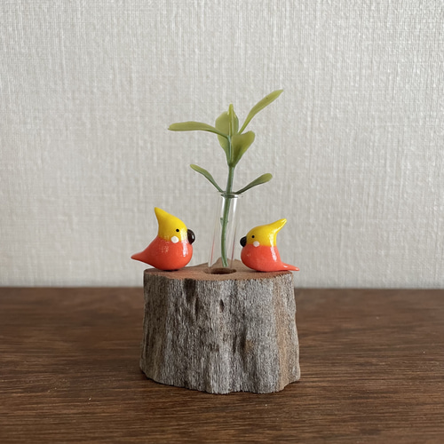 小鳥さんのミニ一輪刺し・爪楊枝たて 357 一輪挿し・花瓶・花器  