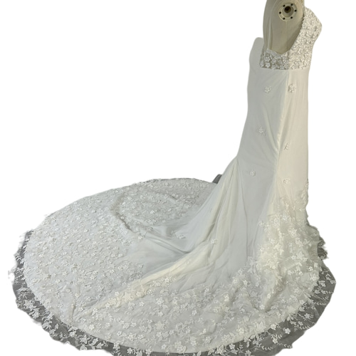 ウエディングドレス キャミソール バックレス ファスナー リーフ刺繍  