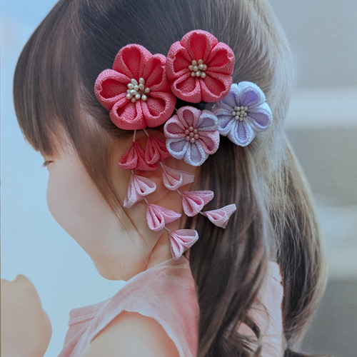 【オーダー♡ぷっくり小桜】ヘアクリップ　ヘアピン　ヘアゴム　753 夏祭り　和装 受注制作】桜のミニ髪飾り☆クリップ＆ヘアピン 七五三・桃の節句 ヘア