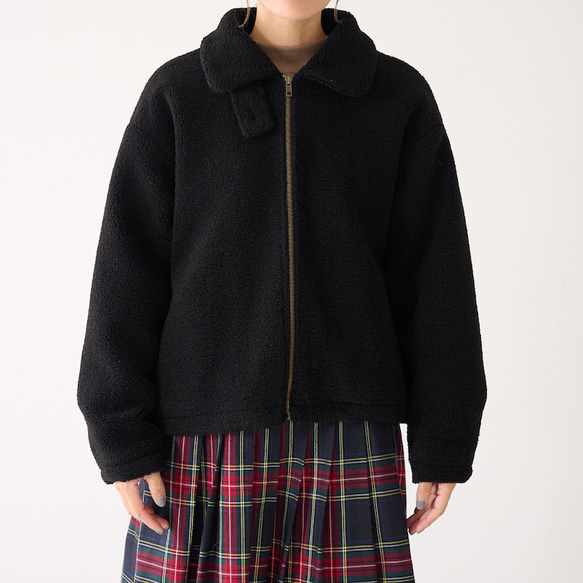 ﾓﾘﾉｶﾞｯｺｳ ハイネック ボアジャケット (ボアブラック)｜mg-bj01-bk 16枚目の画像