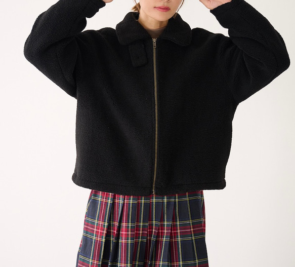 ﾓﾘﾉｶﾞｯｺｳ ハイネック ボアジャケット (ボアブラック)｜mg-bj01-bk 17枚目の画像