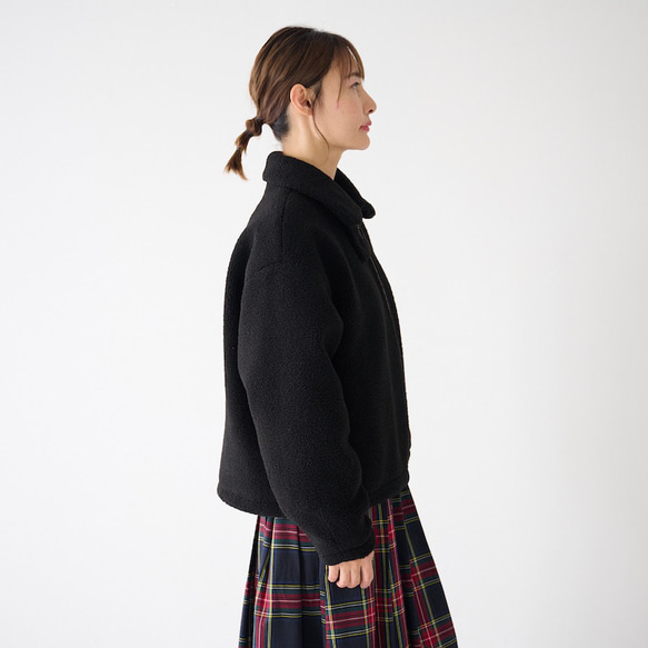 ﾓﾘﾉｶﾞｯｺｳ ハイネック ボアジャケット (ボアブラック)｜mg-bj01-bk 15枚目の画像