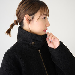 ﾓﾘﾉｶﾞｯｺｳ ハイネック ボアジャケット (ボアブラック)｜mg-bj01-bk 3枚目の画像