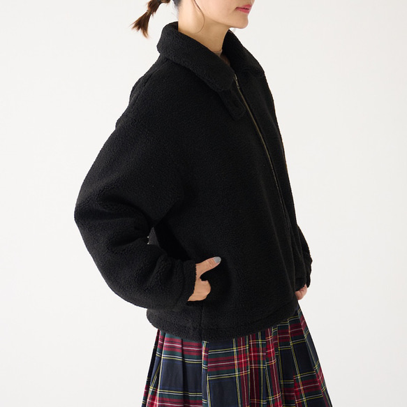 ﾓﾘﾉｶﾞｯｺｳ ハイネック ボアジャケット (ボアブラック)｜mg-bj01-bk 7枚目の画像