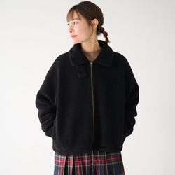 ﾓﾘﾉｶﾞｯｺｳ ハイネック ボアジャケット (ボアブラック)｜mg-bj01-bk 2枚目の画像