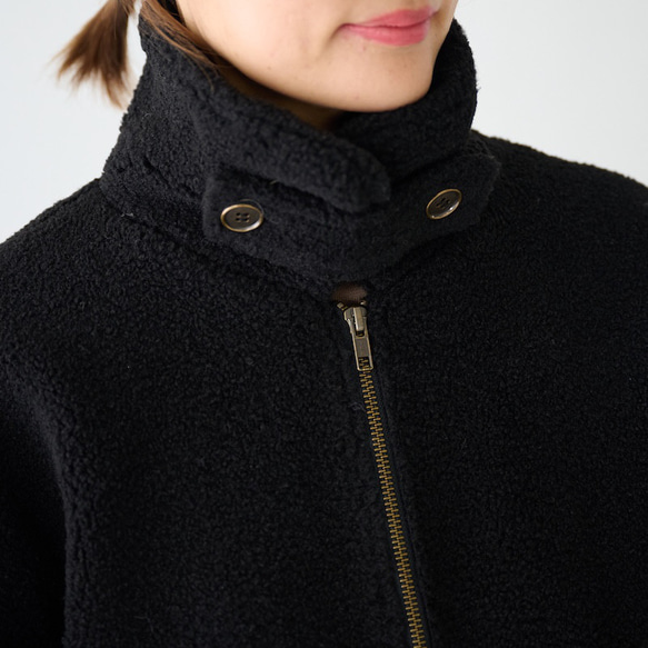 ﾓﾘﾉｶﾞｯｺｳ ハイネック ボアジャケット (ボアブラック)｜mg-bj01-bk 5枚目の画像