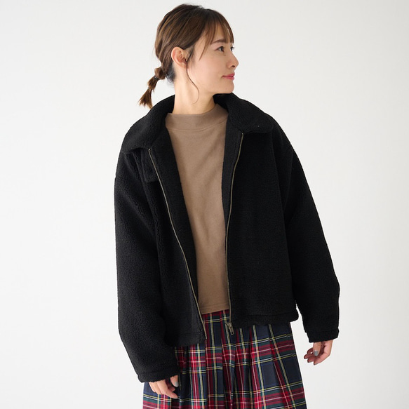 ﾓﾘﾉｶﾞｯｺｳ ハイネック ボアジャケット (ボアブラック)｜mg-bj01-bk 12枚目の画像