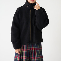 ﾓﾘﾉｶﾞｯｺｳ ハイネック ボアジャケット (ボアブラック)｜mg-bj01-bk 9枚目の画像