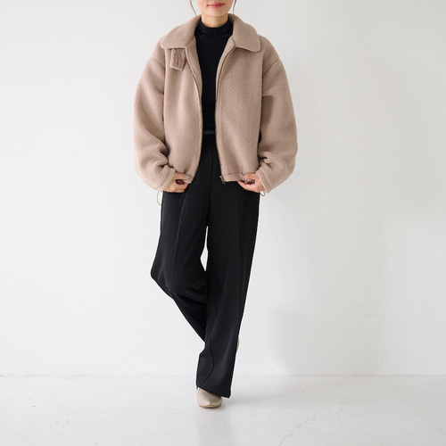 ﾓﾘﾉｶﾞｯｺｳ ハイネック ボアジャケット (ボアモカベージュ)｜mg-bj01-be