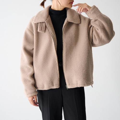 ﾓﾘﾉｶﾞｯｺｳ ハイネック ボアジャケット (ボアモカベージュ)｜mg-bj01-be