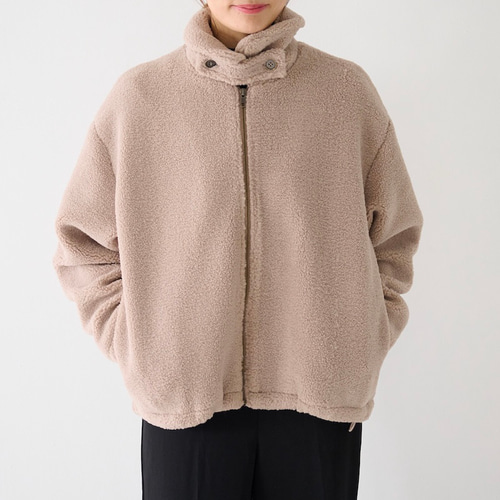 ﾓﾘﾉｶﾞｯｺｳ ハイネック ボアジャケット (ボアモカベージュ)｜mg-bj01-be