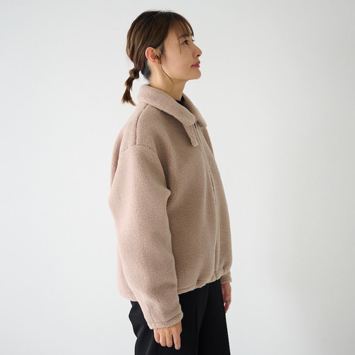 ﾓﾘﾉｶﾞｯｺｳ ハイネック ボアジャケット (ボアモカベージュ)｜mg-bj01-be