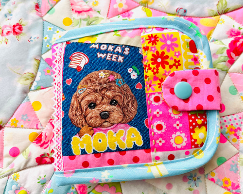 可愛いワンちゃんの二つ折り財布 デニムブルー 二つ折り財布 マリコヤ